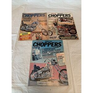Set of 3 Motor Cycle World's  Special Choppers Motorcycle Magazines Rare 1975